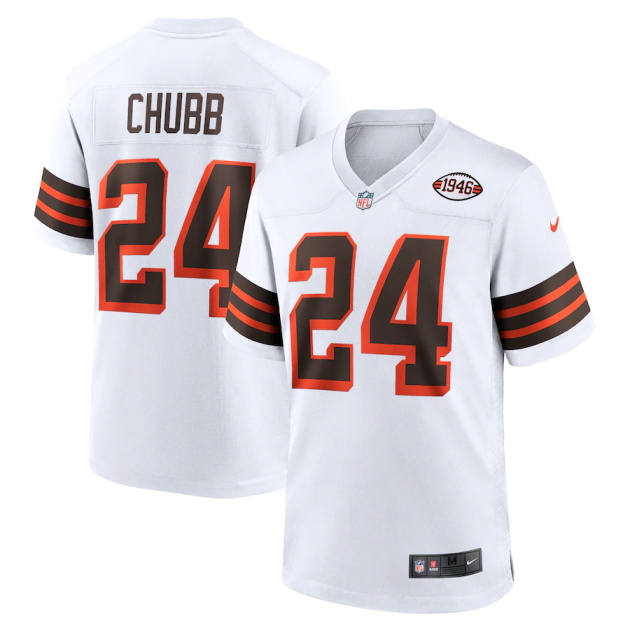 mens nike nick chubb white cleveland browns 1946 collection alternate game jersey